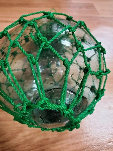 Glass Fishing Float Buoy Ball Vintage Japanese set of 2 dia. 15cm 18cm Net Gourd - Picture 4 of 4