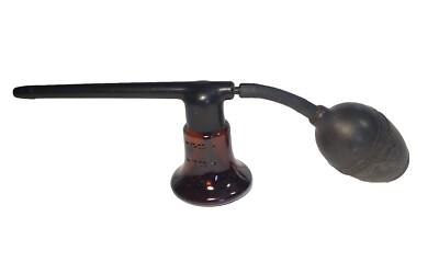 #ad Vintage Devil Bliss Amber Glass Nose Throat Atomizer Vulcanite Nozzle #251 1900s $22.95