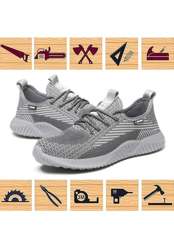 Light Weight Mens Women Steel Toe Safety Shoes Trainers Work Boots Sports Hiking - Picture 4 of 5