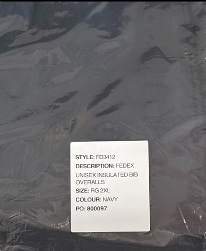Fedex Coveralls X-large bibs overall