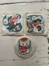 3 Vintage Retro Pot Holders  Cotton? Chefs And Cats 13cm (B10