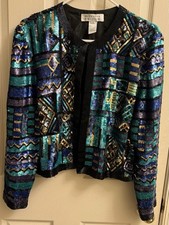 Vintage silk sequinned jacket by Niteline by Della Roufogali, size Large. Rare