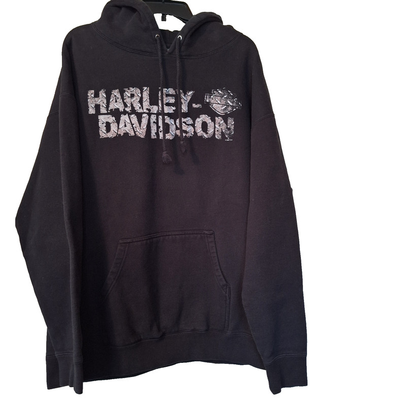 Harley-Davidson Black Hooded Sweatshirt Size 2XL With Camo Front