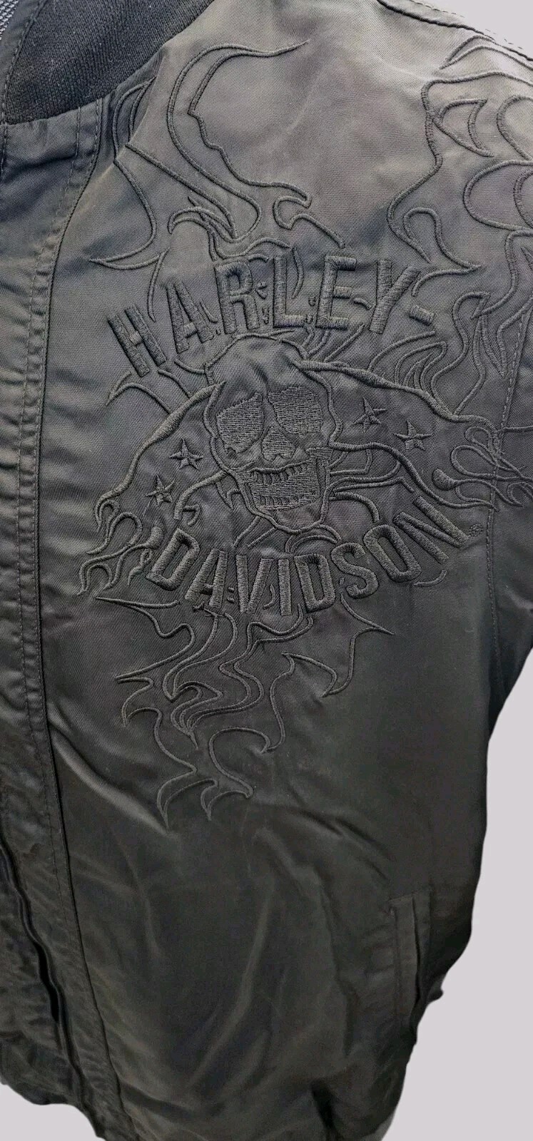 Rare Harley Davidson Men's Black Skull Jacket with Asian Embroidery image 5