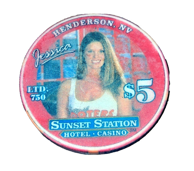 Sunset Station Hooters Grand Opening $5 Jessica Limited Edition Chip 