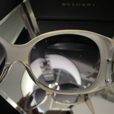Bvlgari Sunglasses White Shimmer Swarovski Crystal 8017-B Round