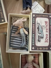 New Maileg Retired HTF Little Brother Mouse With Bow tie