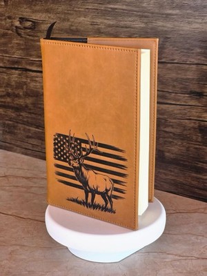 Laserette Blank Journal/Diary Tan Cover w/ Deer, Eagle & American Flag