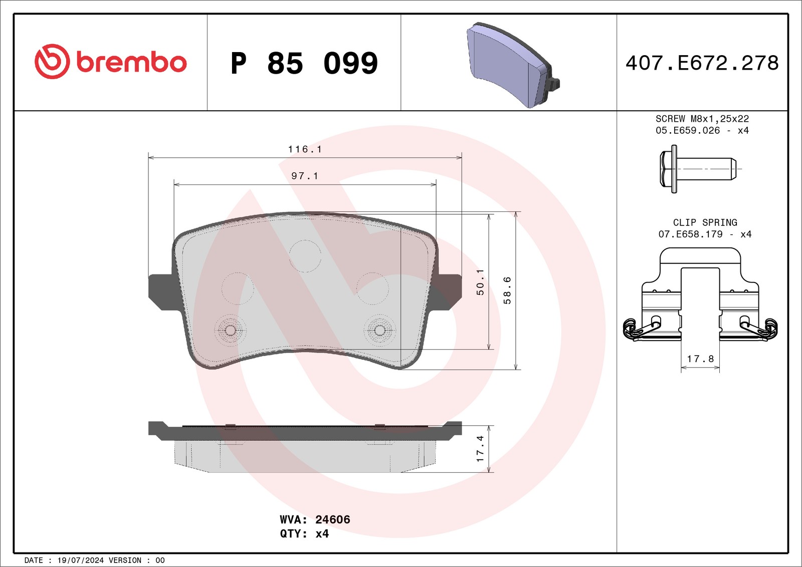 Fits AUDI Q5 Brembo Brake Pads Rear 2008- - Image 60