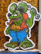 Vintage Rat Fink Porcelain Sign Old Ed Roth Hot Rod Engine Stock Drag Racing Car