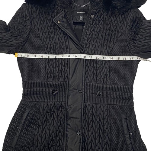 Karen Millen chevron padded puffer hooded midi coat dressy elegant women’s 6 - Picture 11 of 12