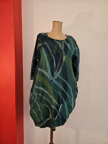 NEKO Japan infused Dress Green Blue Pockets One Size Bust 58cm