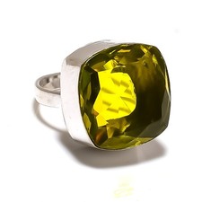 Citrine Gemstone Handmade 925 Sterling Silver Jewelry Ring Size 8 F309