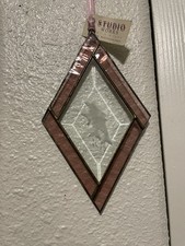 Vintage Diamond Shaped Stained Glass Suncatcher