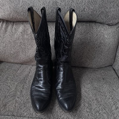 Vintage Dan Post Lizard Leather Boots Cowboy Men s Sz 9 EW Extra Wide 16830 Good