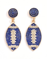 Beaded Game Day Baseball Football Earrings for Women Handmade Bead Crystal Drop