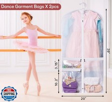 Kimbora Costume Dance Garment Bag with 3 Clear Zipper Pockets for Suits Dress...