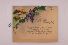 1930s Thanksgiving Greeting Card Autumn Harvest Scene Vintage Fall Ephemera