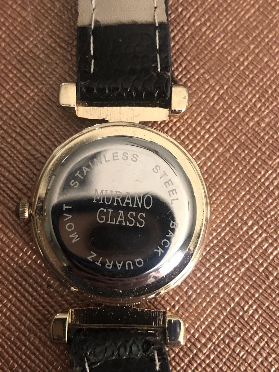 Murano Glass Watch With Leather Band Needs Battery Never  display picture 1