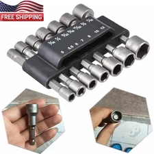 14PC POWER Nut Driver Drill Bit Set Socket Bit Adapter metric & SAE Socket for W