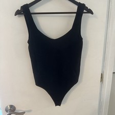 Intimately Free People Black Sleeveless Scoop Back Thong Bodysuit M/L