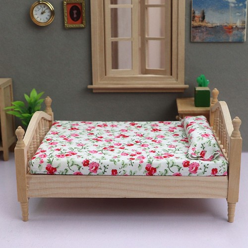 Mini Möbelbett Kind Baby Kleines Hauszubehör Puppenhaus Minibett - Bild 11 von 12