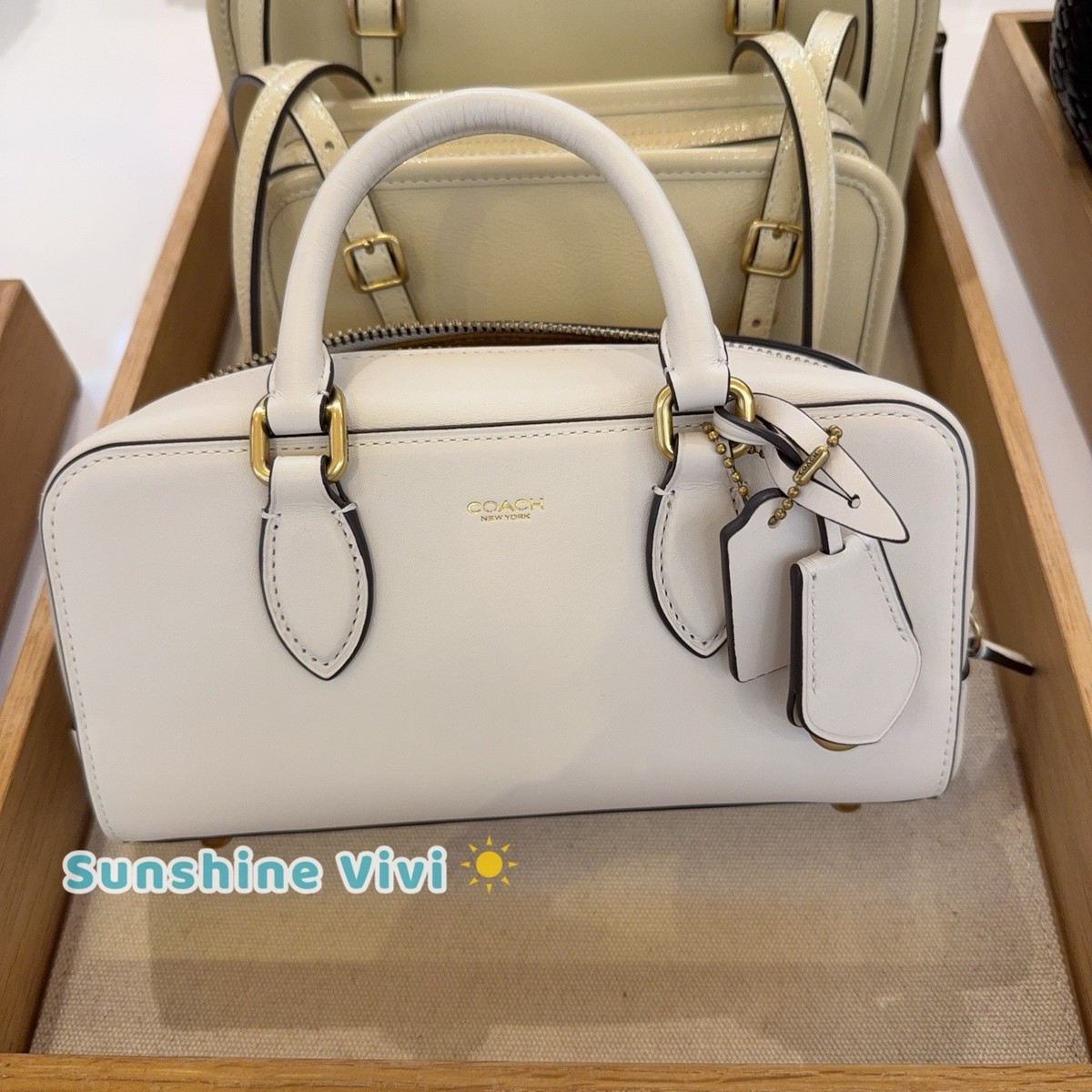 NWT Coach Bowery Satchel 22 in Brass/Chalk White Glovetanned