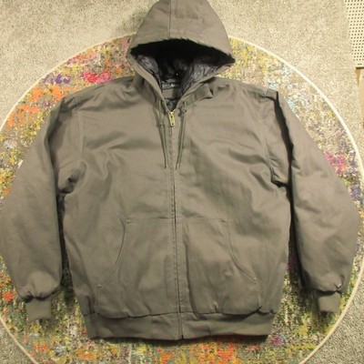 WFS Element Gear Heavy Duck Canvas Jacket Mens XL Gray Insulated Hooded Detroit