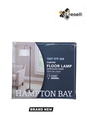 Hampton Bay Carver 58'' Black Downbridge Floor Lamp Modern Adjustable Reading