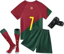 Set of 4 7 Boys Soccer Jerseys T Shirts and Shorts Stockings Set Football Tra...