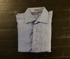 Peter Millar Men's Blue Button-Down Dress Shirt XL 100 Cotton Fathers Day Gift