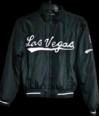 Vintage 90s Vision Sports Las Vegas Duck Down Puffer Jacket Black Embroidered