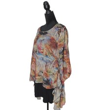 Pretty Angel Floral Swan Whimsical Enchanted Layered Tunic Blouse Large