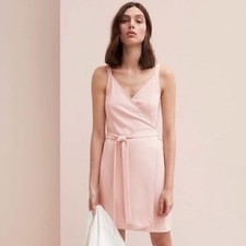 Everlane Japanese GoWeave Sleeveless Wrap Mini Dress Balletcore Pink Belt Size 6