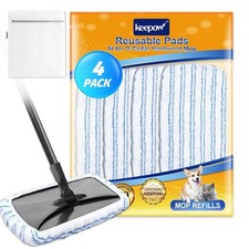 4 Pack Reusable Mop Pads for 15x8" Flat Mops, Microfiber Terry Cloth, Floor Cl