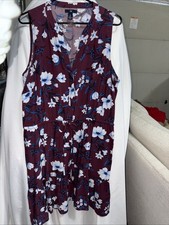 Gap Rayon Plum Size Large Sleeveless Adjustable Waist Dress