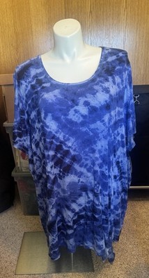Catherines 4X Plus Blue Tie Dye SS Tunic Top NWT