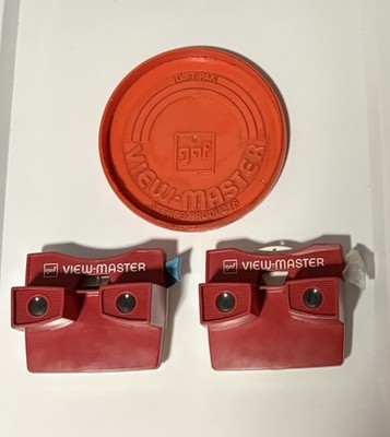 View-Master Viewer Red & White With Blue Handle Working, Vintage + Viewer & Lid