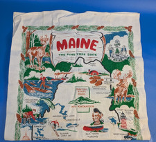 Vintage State of Maine Tea Towel Screen Print...