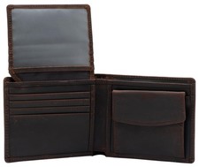 RFID Blocking Genuine Leather Bifold Wallet for Men with Zipper and Coin Pock...