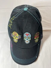 Gypsy South Sugar Skull Black/ Embroidered Day of the Dead /Distressed Snap Back