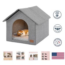 Elegant Indoor Dog Cave Bed with Easy-Clean Cushion - Space for dogs up to 20.8"