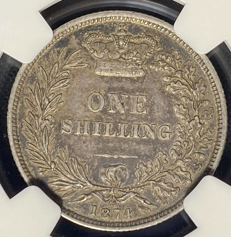 GREAT BRITAIN 1874 AD Queen Victoria, Silver Shilling 1S Coin 1837-1901 NGC XF45 - Image 3 of 4