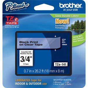 Brother P-Touch TZE141 Label Tape 19.05 Mm Width Clear Laminated Grease Resistan