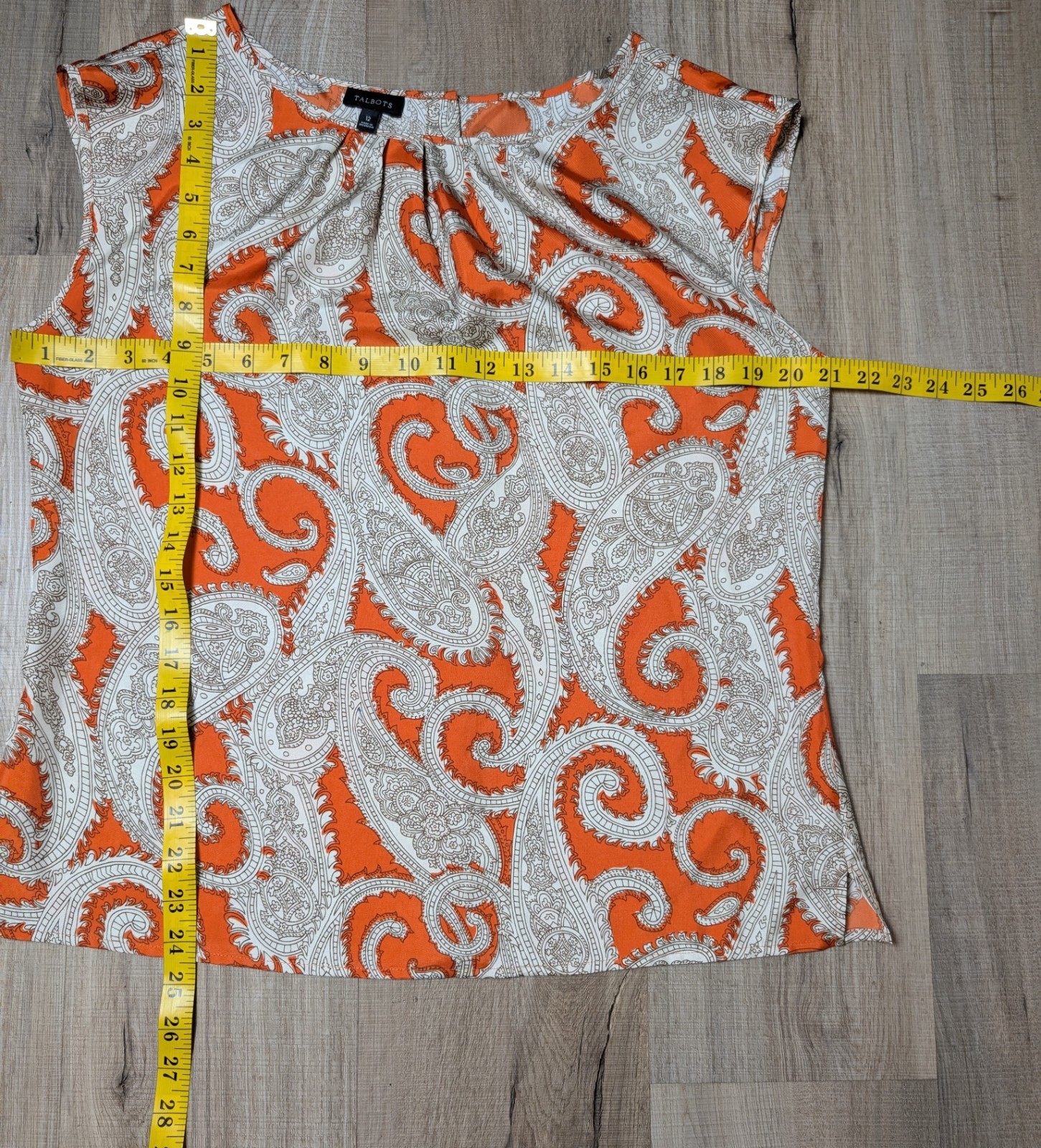 Talbots Size 12 Blouse Button Back Sleeveless  Or… - image 9