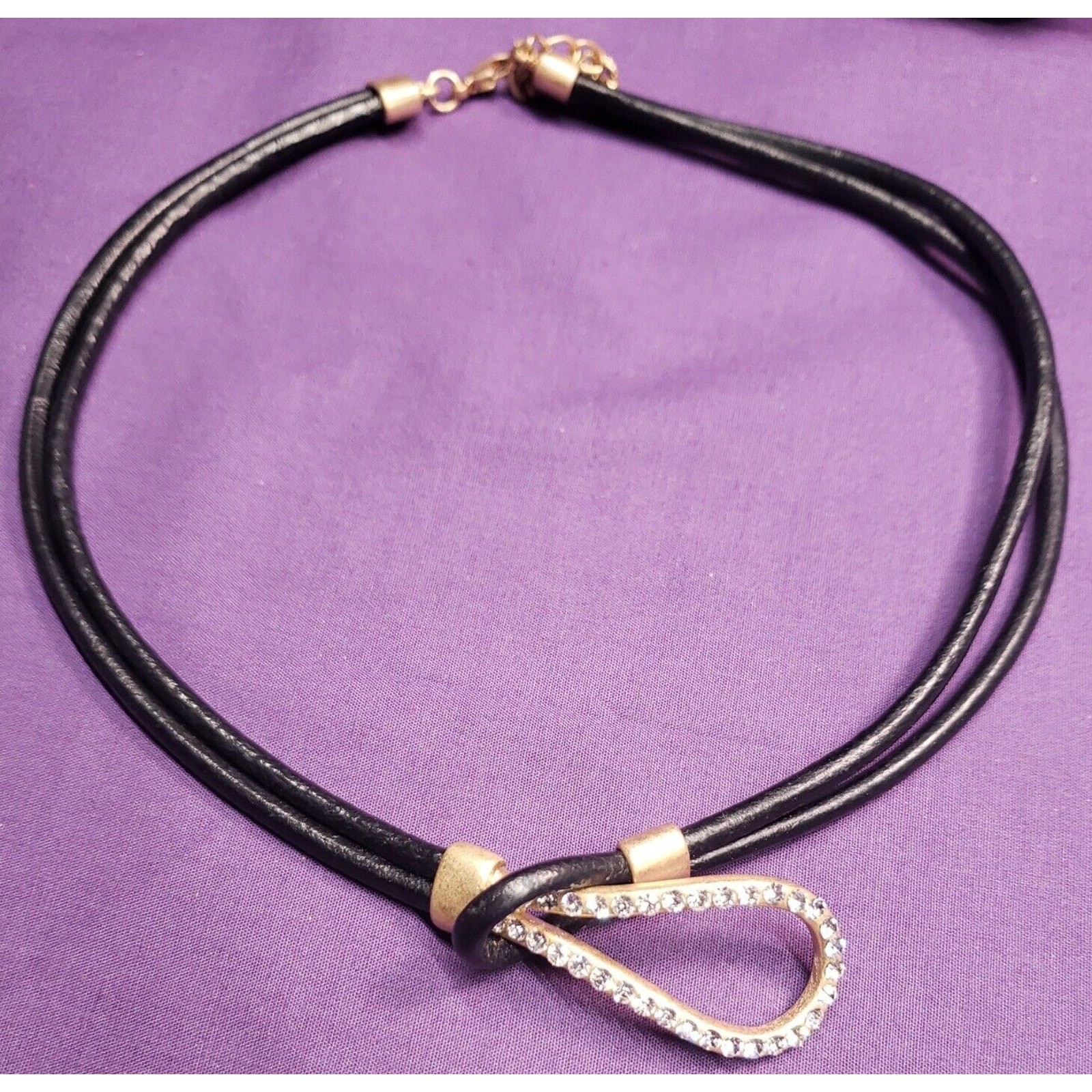 Unique Necklace Interlocking Front Rhinestone Tog… - image 1