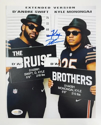 KYLE MONANGAI | D’ANDRE SWIFT Signed Chicago Bears 8x10 Photo "Bruise Brothers"