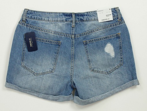 NWT Forever 21 Boyfriend Women’s Size 26 Distressed Medium Wash Denim Jean Short - Picture 6 of 10