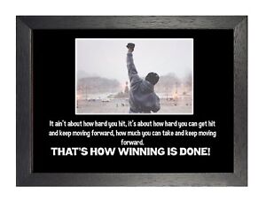 Rocky Balboa Boxing Winning Motivation Stallone Poster Black White Photo Quote