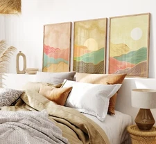 Set Of 3 Creative Minimalist Modern Line Art Print Abstract Mountain Wall Print